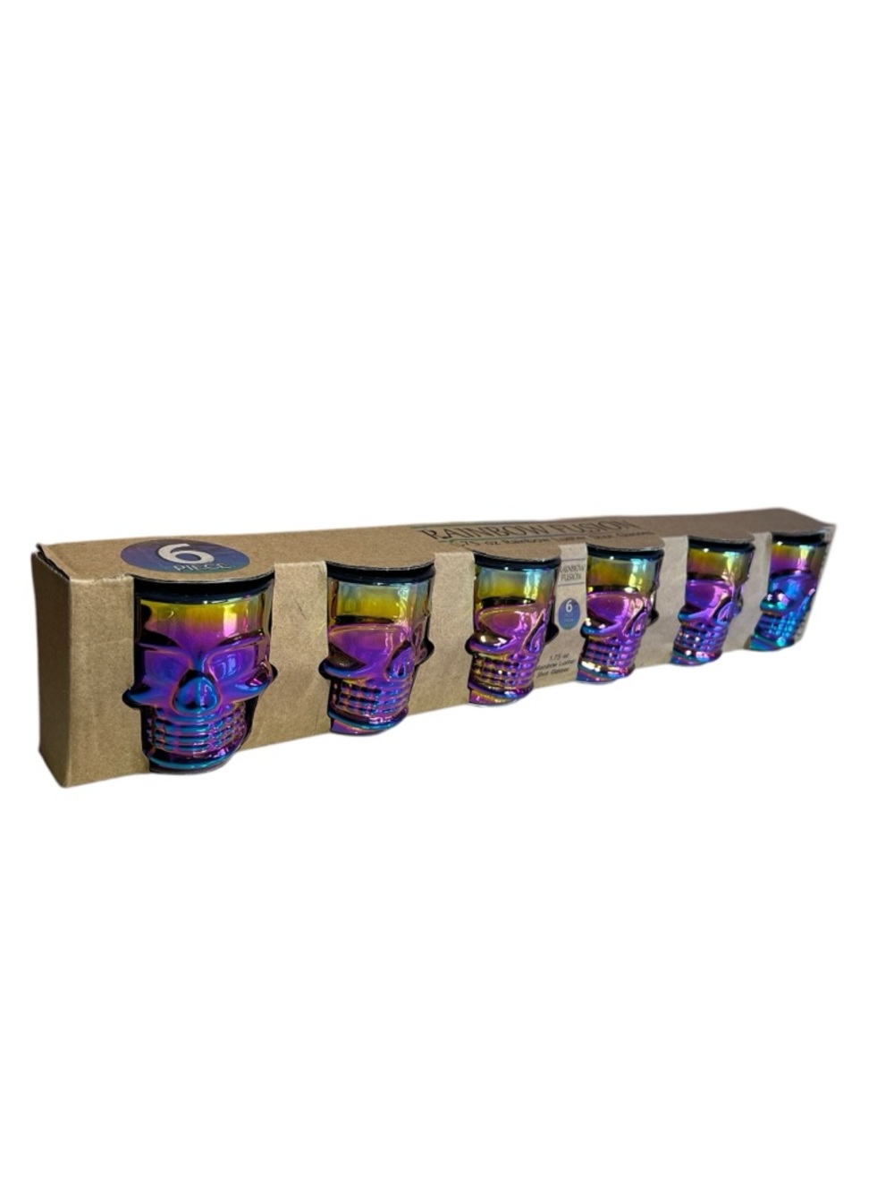Iridescent Skull Shot Glasses - Set of 6 New in Box